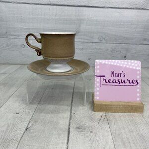 Denby Langley SEVIILLE England Renaissance Circles Footed Cup & Saucer Set